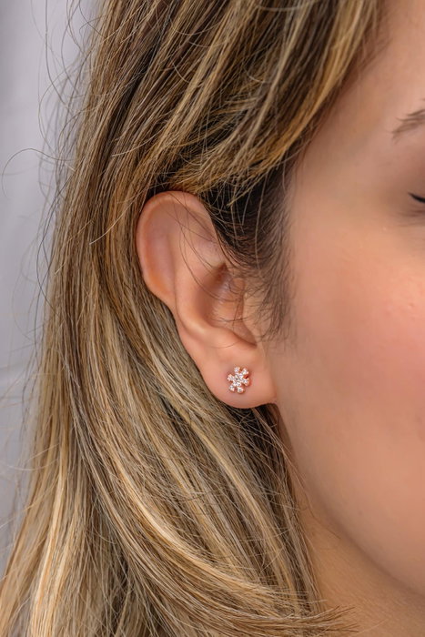 Heliophilia Silver Pendientes de Plata de Ley 925 con Baño de Oro Rosa y Circón